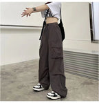 Baggy Cargo Pants for Women - Ankle-Length Polyester Joggers