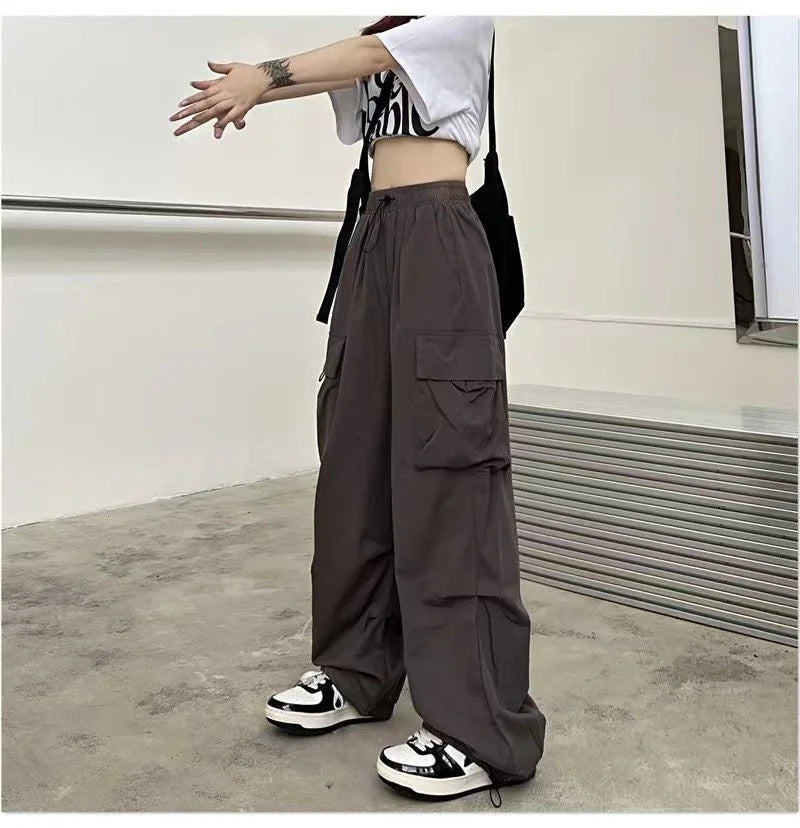 Baggy Cargo Pants for Women - Ankle-Length Polyester Joggers