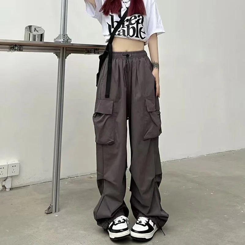 Baggy Cargo Pants for Women - Ankle-Length Polyester Joggers