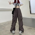 Baggy Cargo Pants for Women - Ankle-Length Polyester Joggers