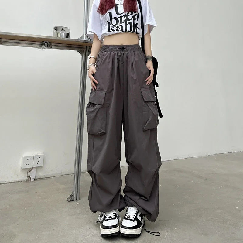 Baggy Cargo Pants for Women - Ankle-Length Polyester Joggers