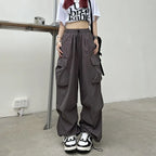 Baggy Cargo Pants for Women - Ankle-Length Polyester Joggers