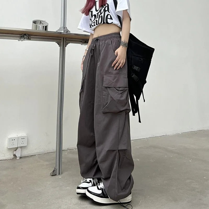 Baggy Cargo Pants for Women - Ankle-Length Polyester Joggers