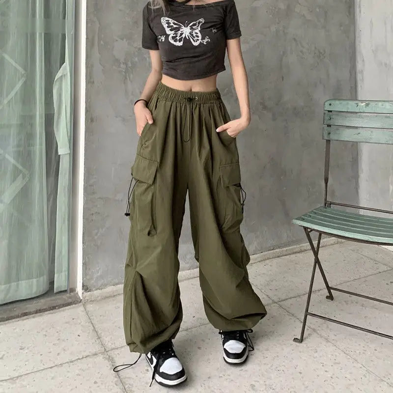 Baggy Cargo Pants for Women - Ankle-Length Polyester Joggers