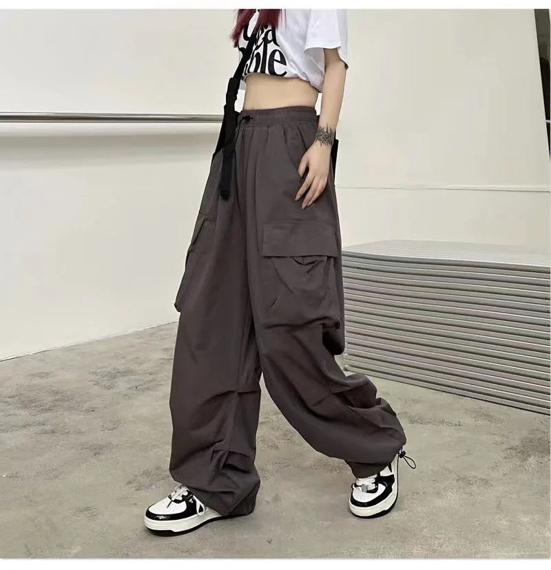 Baggy Cargo Pants for Women - Ankle-Length Polyester Joggers