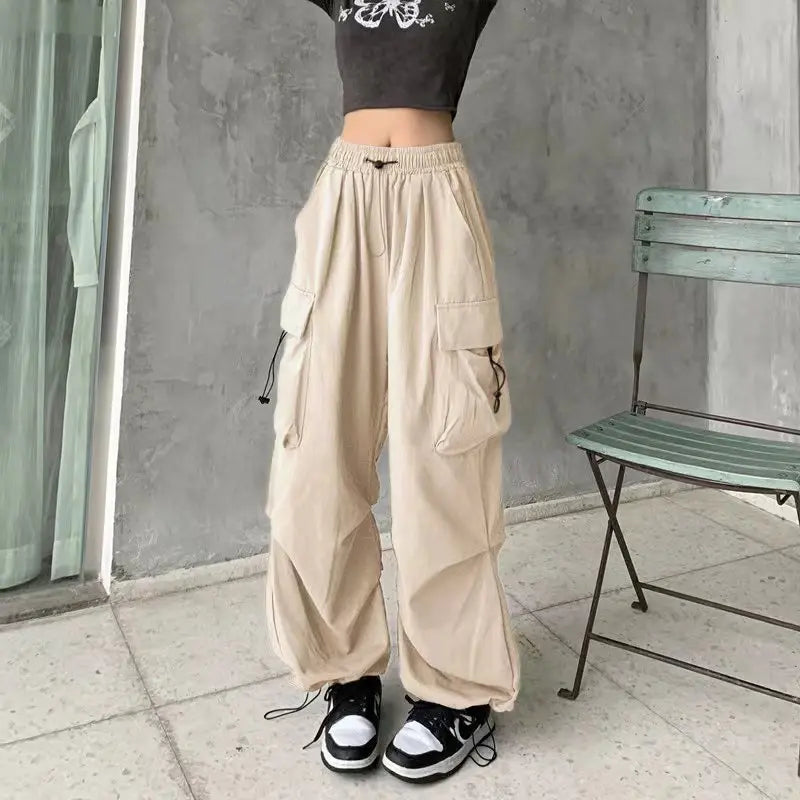 Baggy Cargo Pants for Women - Ankle-Length Polyester Joggers