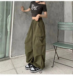 Baggy Cargo Pants for Women - Ankle-Length Polyester Joggers