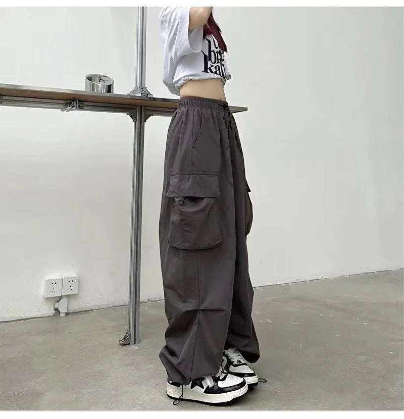 Baggy Cargo Pants for Women - Ankle-Length Polyester Joggers
