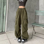 Baggy Cargo Pants for Women - Ankle-Length Polyester Joggers