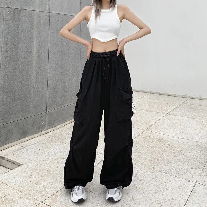 Baggy Cargo Pants for Women - Ankle-Length Polyester Joggers