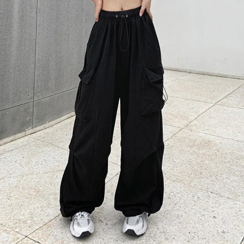 Baggy Cargo Pants for Women - Ankle-Length Polyester Joggers