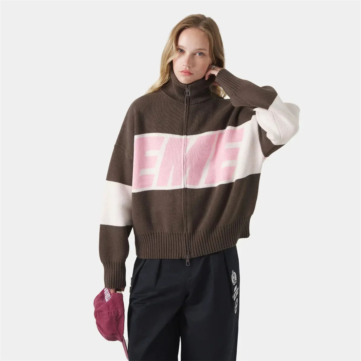 Y2K Women's Knitted Zipper Cardigan with Butterfly Collar