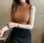 Slim Knitted Sleeveless Sweater for Women - Casual Elegance