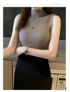 Slim Knitted Sleeveless Sweater for Women - Casual Elegance
