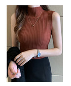 Slim Knitted Sleeveless Sweater for Women - Casual Elegance