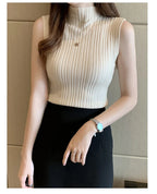 Slim Knitted Sleeveless Sweater for Women - Casual Elegance