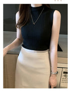Slim Knitted Sleeveless Sweater for Women - Casual Elegance