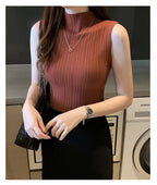 Slim Knitted Sleeveless Sweater for Women - Casual Elegance