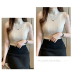 Slim Knitted Sleeveless Sweater for Women - Casual Elegance