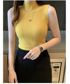 Slim Knitted Sleeveless Sweater for Women - Casual Elegance