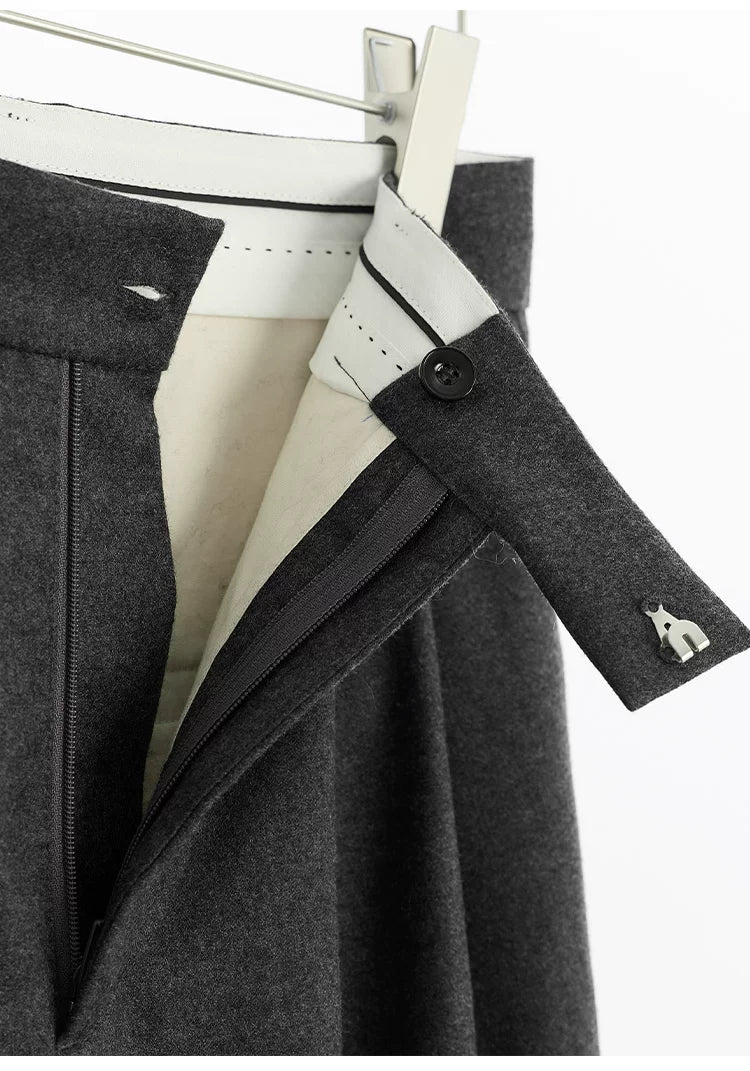 Wool Wide-Leg Trousers for Women - Casual Party Pants
