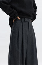 Wool Wide-Leg Trousers for Women - Casual Party Pants