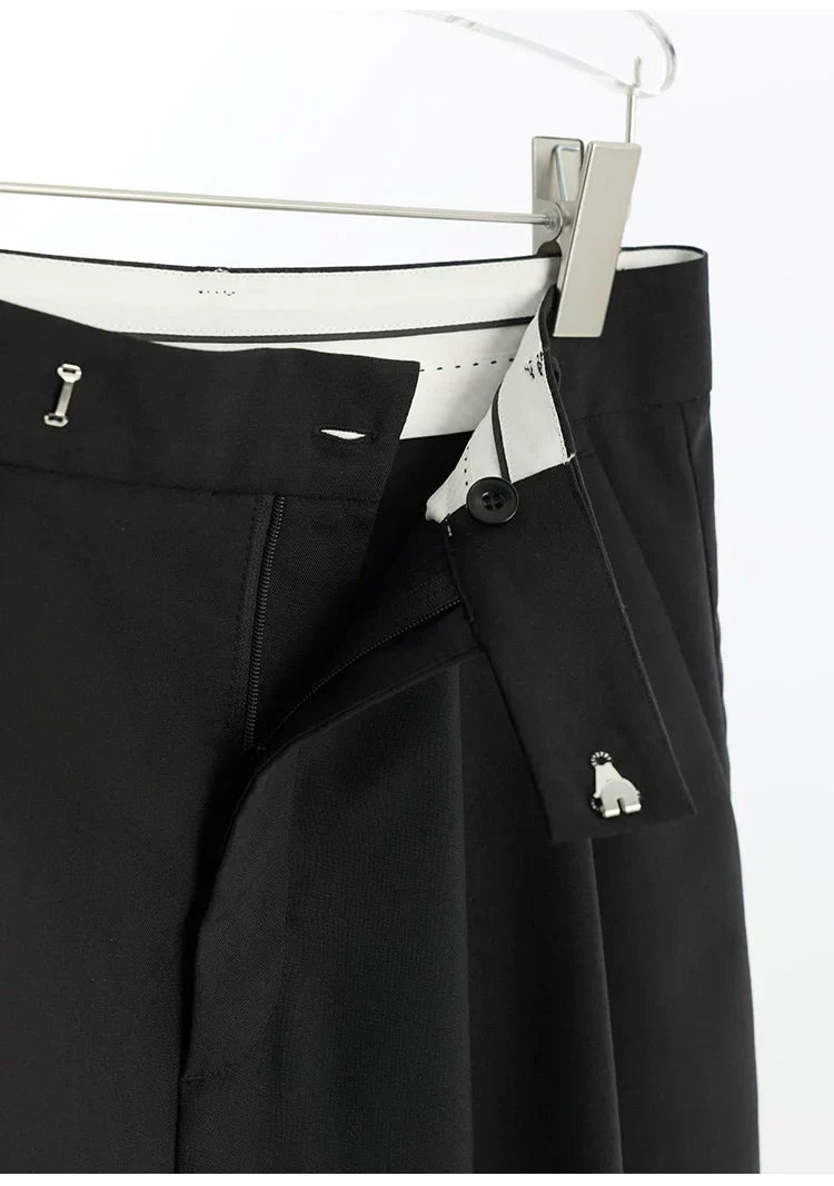 Wool Wide-Leg Trousers for Women - Casual Party Pants