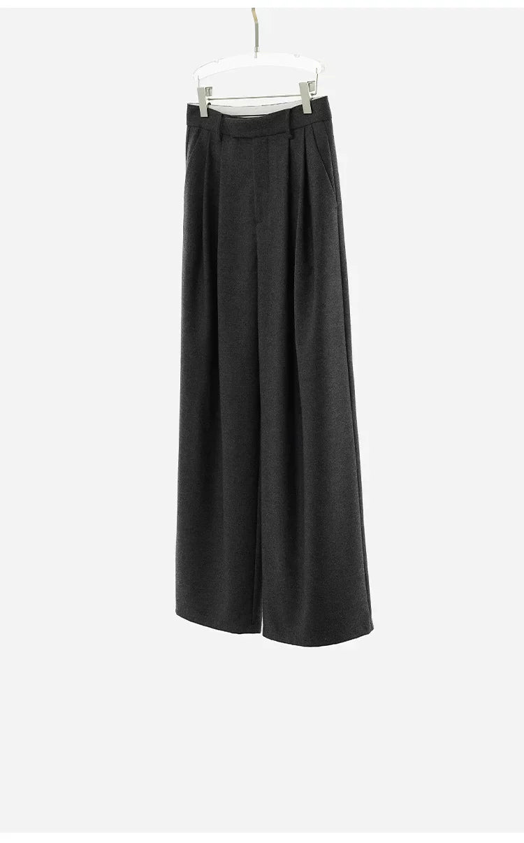 Wool Wide-Leg Trousers for Women - Casual Party Pants