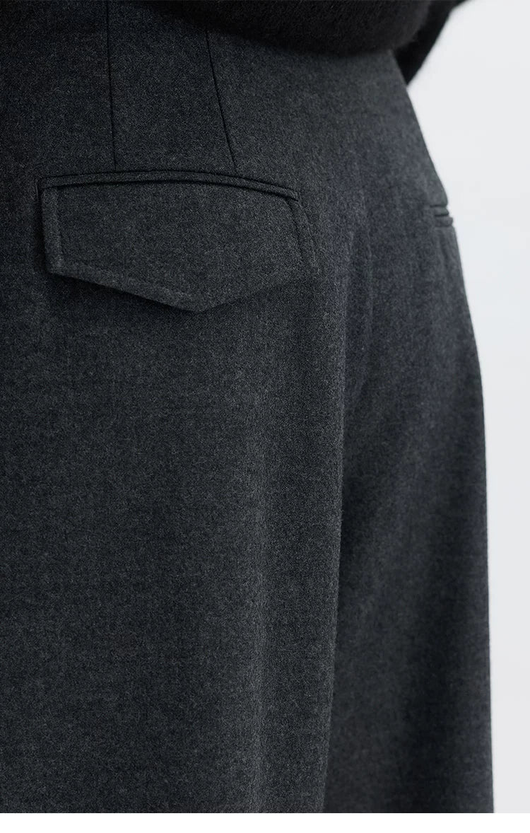 Wool Wide-Leg Trousers for Women - Casual Party Pants