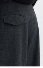 Wool Wide-Leg Trousers for Women - Casual Party Pants