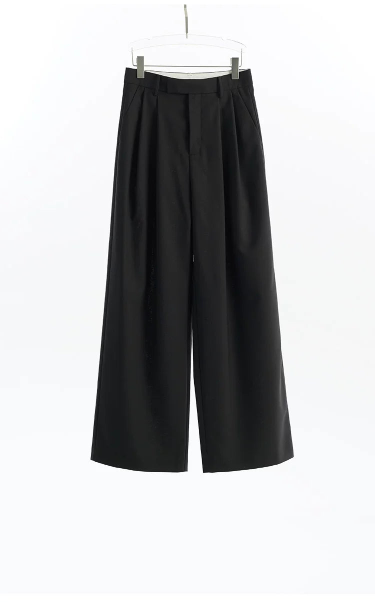 Wool Wide-Leg Trousers for Women - Casual Party Pants