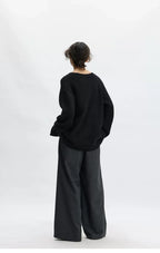 Wool Wide-Leg Trousers for Women - Casual Party Pants