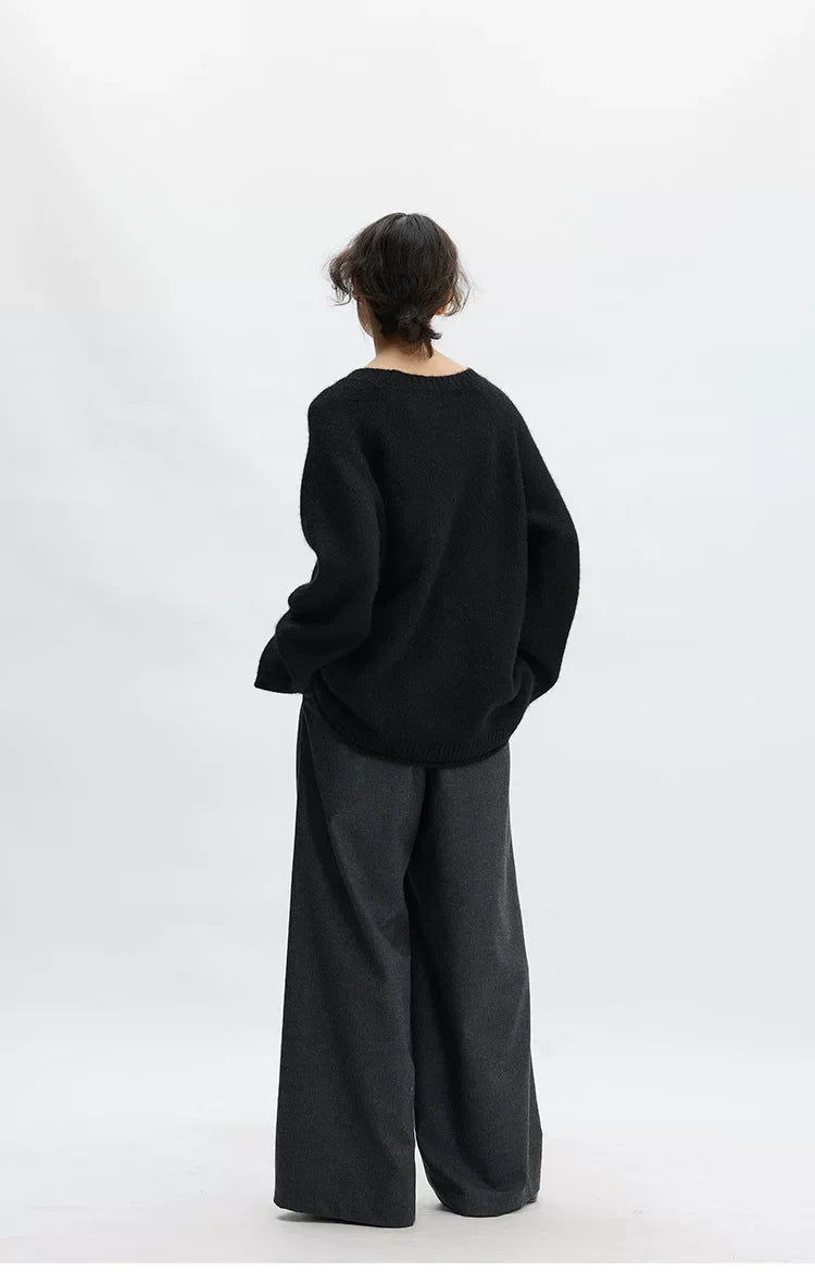 Wool Wide-Leg Trousers for Women - Casual Party Pants