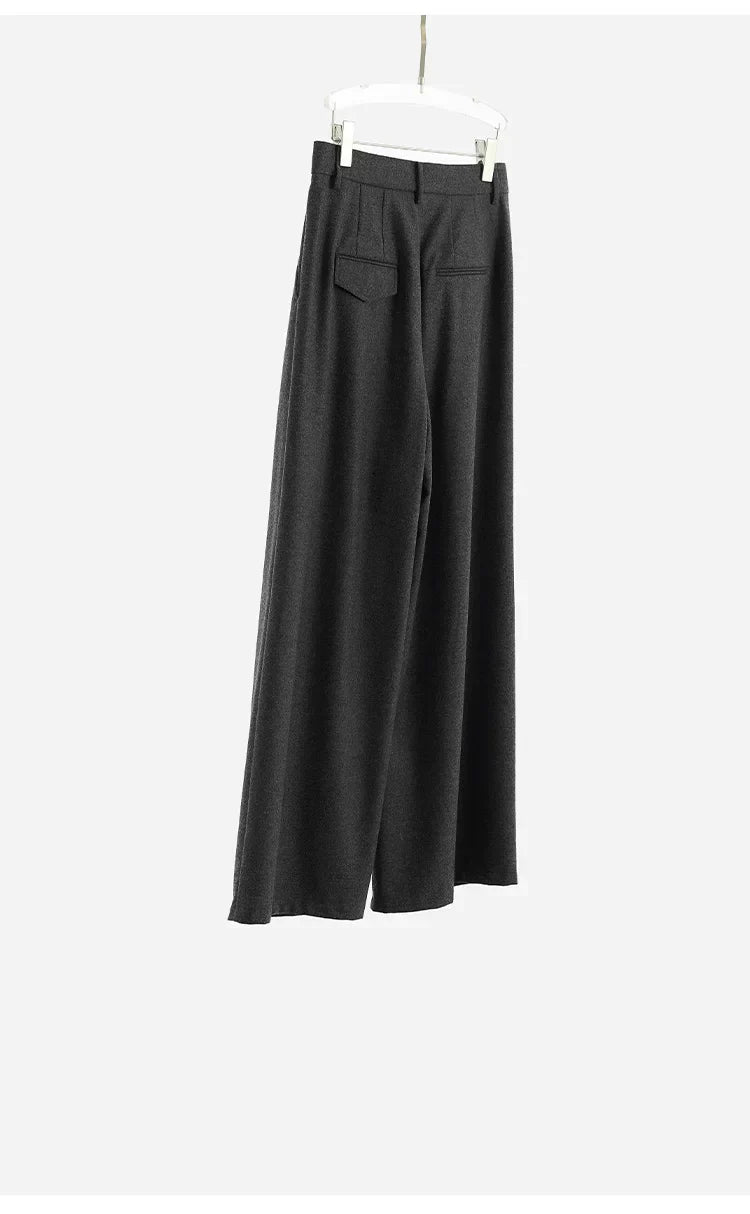 Wool Wide-Leg Trousers for Women - Casual Party Pants