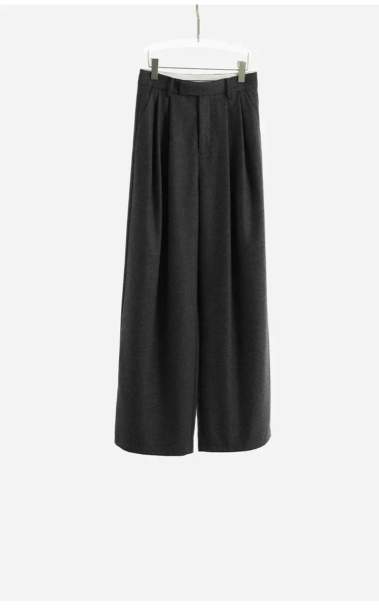 Wool Wide-Leg Trousers for Women - Casual Party Pants