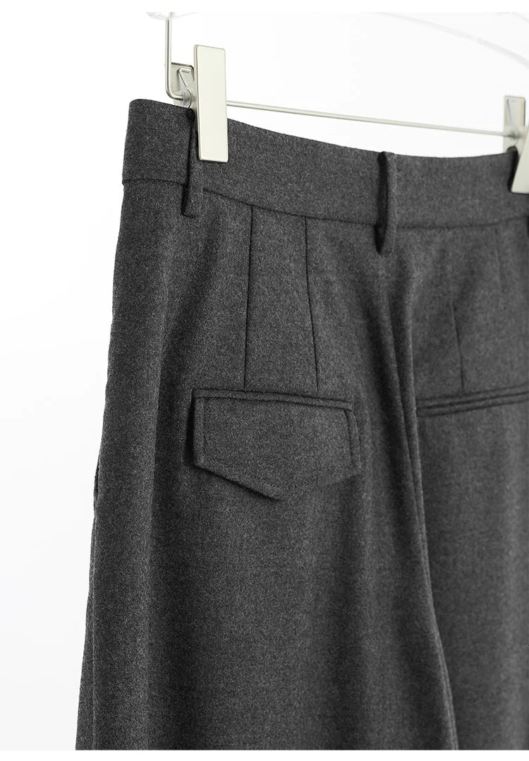 Wool Wide-Leg Trousers for Women - Casual Party Pants