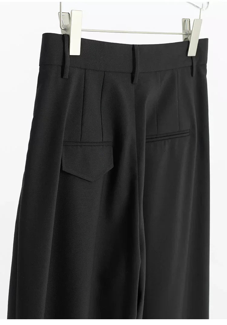 Wool Wide-Leg Trousers for Women - Casual Party Pants