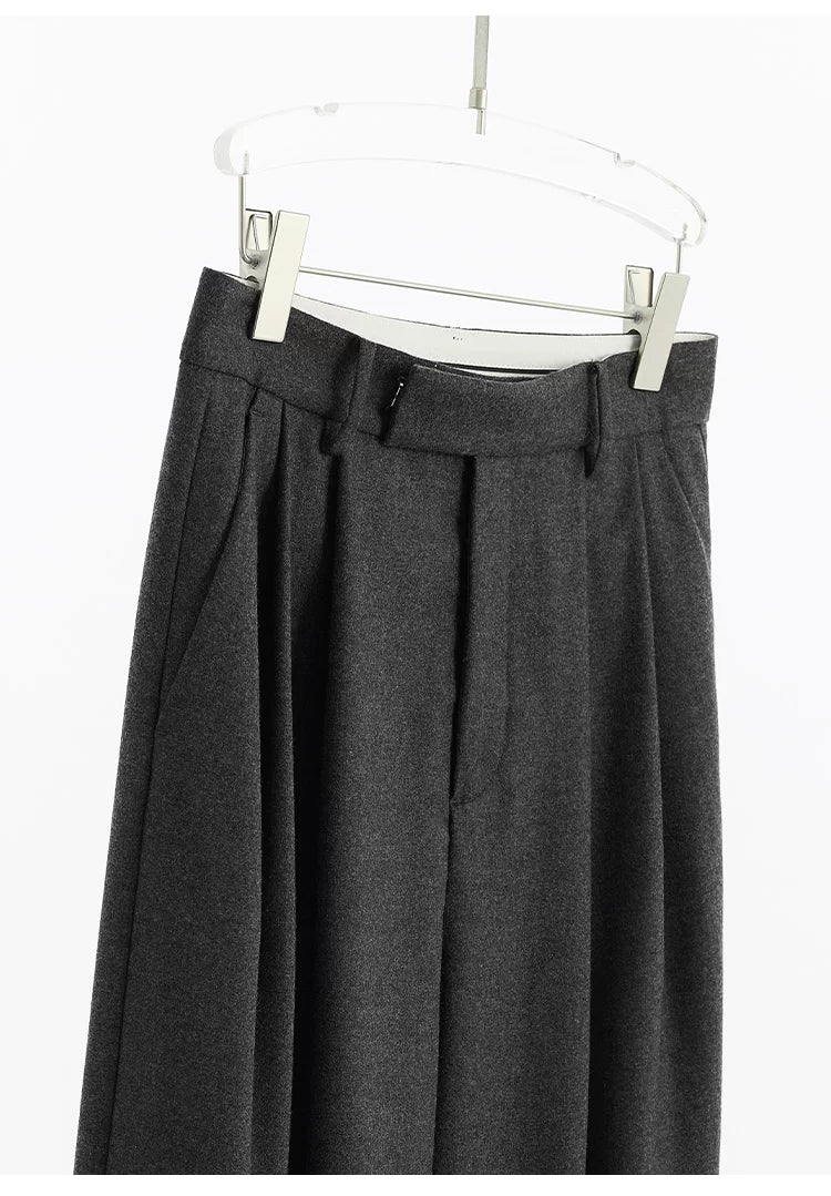Wool Wide-Leg Trousers for Women - Casual Party Pants
