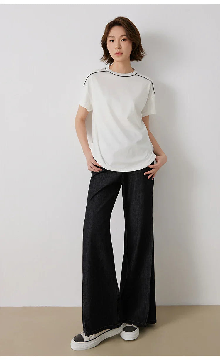 Women's High-Waisted Wide-Leg Denim Pants for Summer