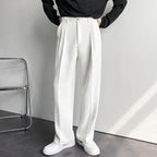 Men's Casual White Polyester Loose Trousers