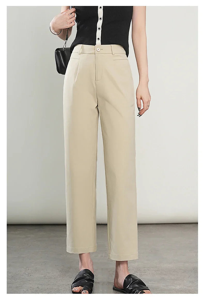 High-Waisted Lightweight Cropped Pants for Women