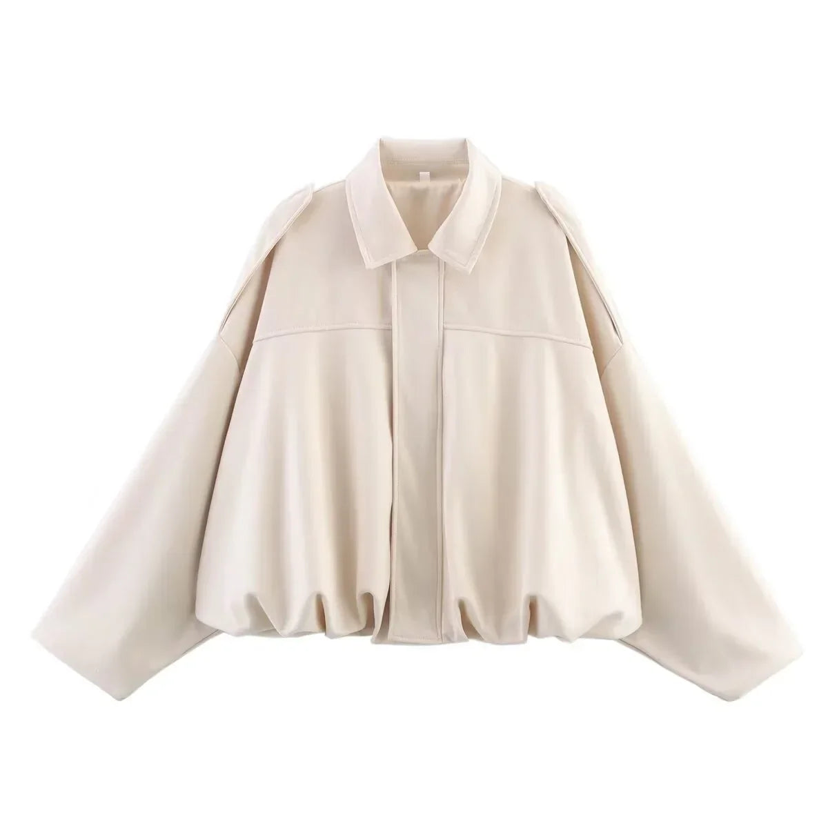 Women's Zippered Bat Sleeve Casual Jacket in Polyester