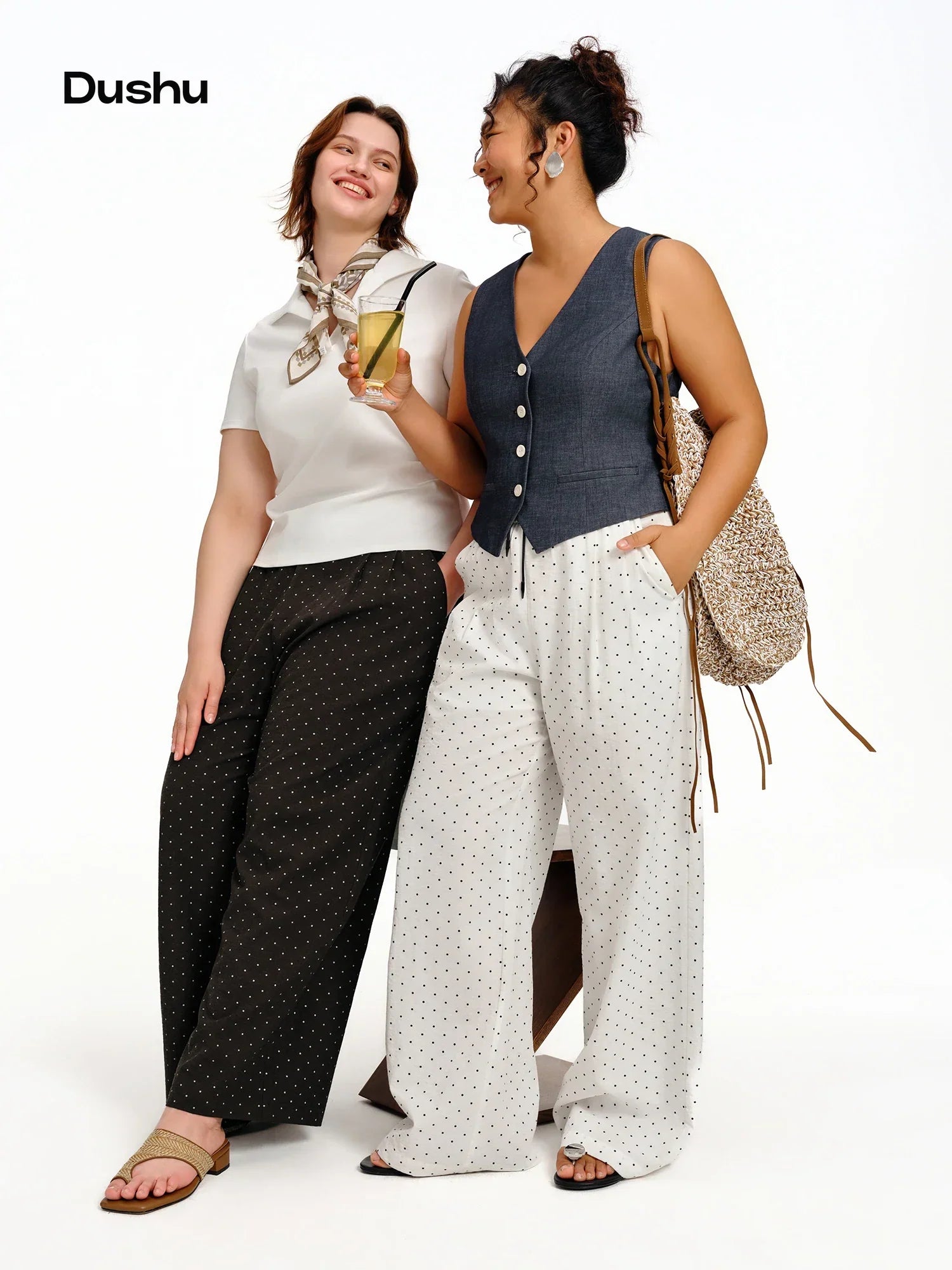 DUSHU Women’s High Waist Wide Leg Pants for Summer