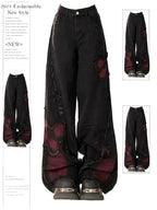 Women's Vintage Baggy Butterfly Jeans in Black