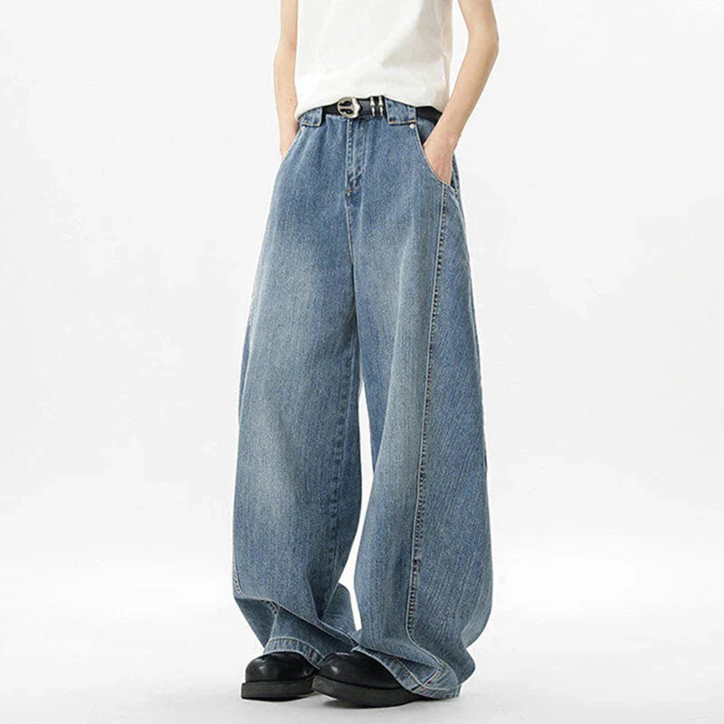 IEFB Wide Leg Baggy Men's Denim Pants - Summer Style