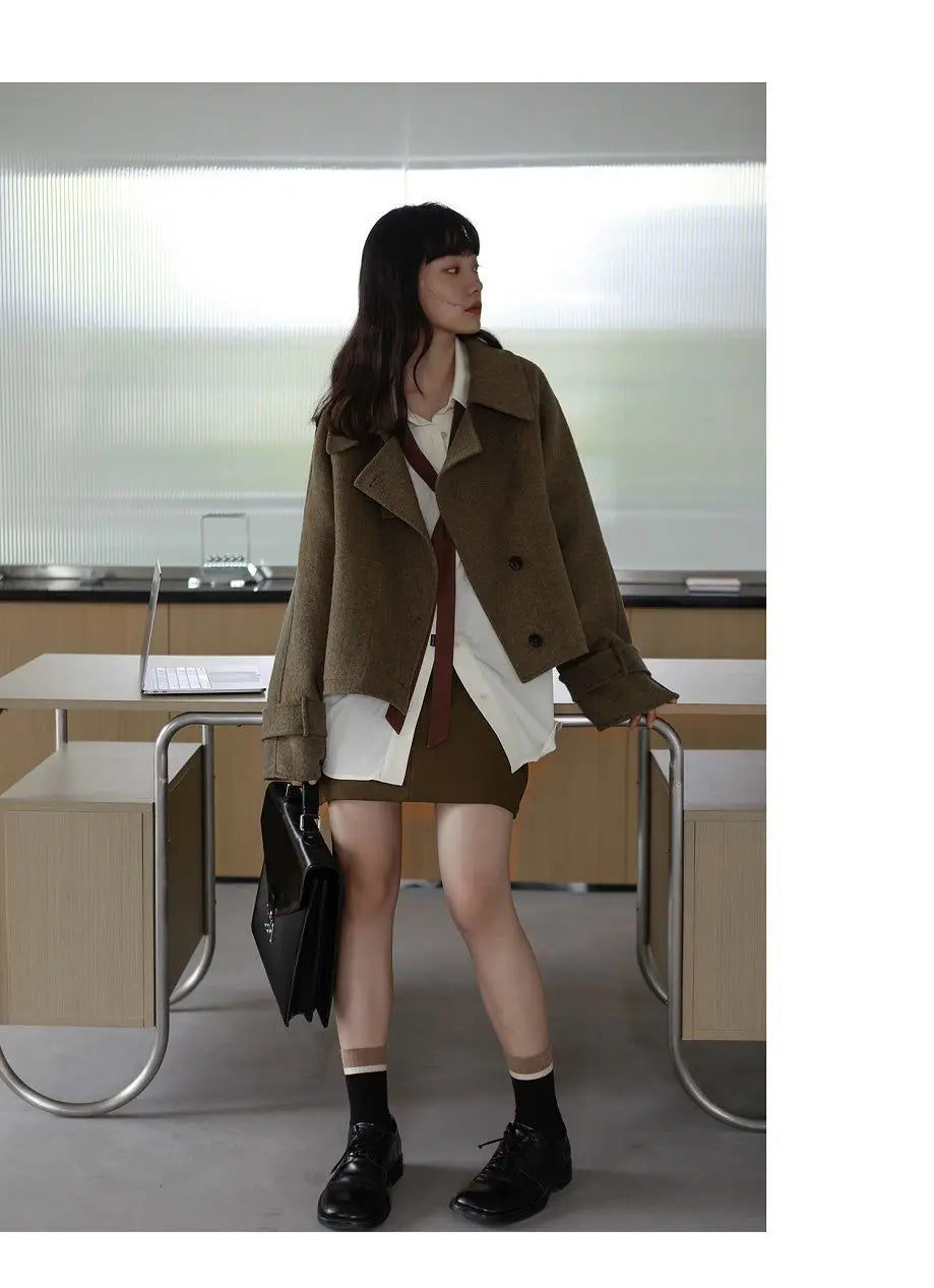 Korean Oversized Blouse with Detachable Tie for Women