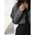 Korean Oversized Blouse with Detachable Tie for Women