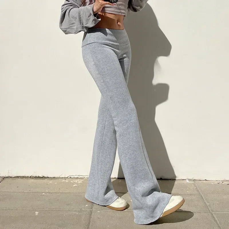 Flare Bootcut Pants for Women - Slim Low-Waisted Design