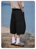 Baggy Wide Leg Black Denim Shorts for Spring and Summer