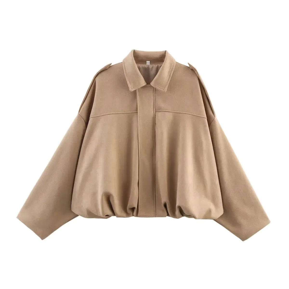 Women's Zippered Bat Sleeve Casual Jacket in Polyester